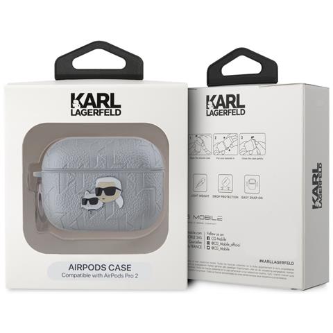 Custodia Per Airpods Pro 2 Con Design A Rilievo Karl E Choupette, Argento - Foto 4