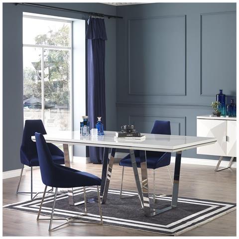 Tavolo Enzio Bianco Laccato Lucido 185x95x78h - Foto 1