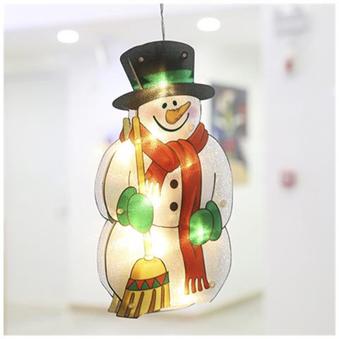 Decorazione Natalizia Adesiva In Cristallo Con Luci Led Pupazzo Di Neve - Foto 2