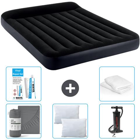 Set Materassino Gonfiabile - 203x152x25 Cm - Blu Scuro - Include Accessori Coordinati Cb9 - Foto 1