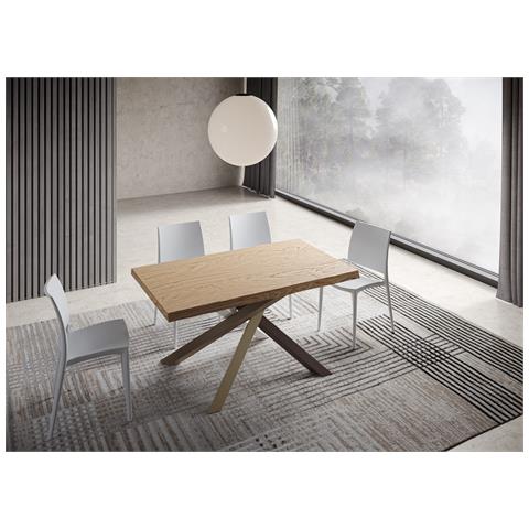 Tavolo Fisso 90x160 Cm Versalux Scortecciato Rovere Gambe 4/c - Foto 5