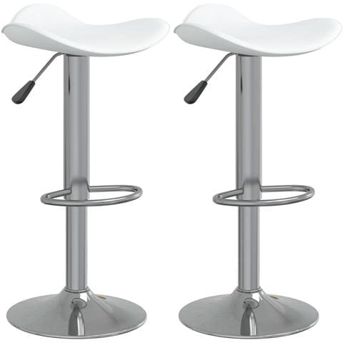 Lusso Casadino -  Sgabelli Da Bar Bianchi 2 Pz Acciaio Cromato E Pelle Sintetica - Foto 1