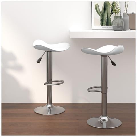 Lusso Casadino -  Sgabelli Da Bar Bianchi 2 Pz Acciaio Cromato E Pelle Sintetica - Foto 8