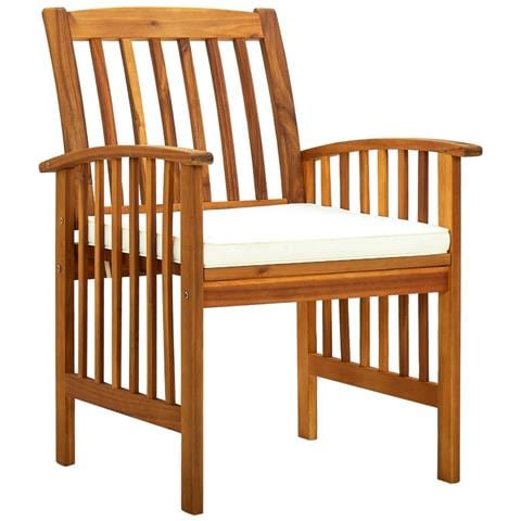 Sedie Da Pranzo Per Giardino 3pz Cuscini In Massello Di Acacia - Foto 1