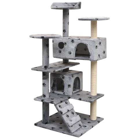 Lusso Casadino -  Albero Per Gatti Tiragraffi In Sisal 125 Cm Zampe Stampate Grigio - Foto 2