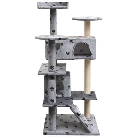 Lusso Casadino -  Albero Per Gatti Tiragraffi In Sisal 125 Cm Zampe Stampate Grigio - Foto 1