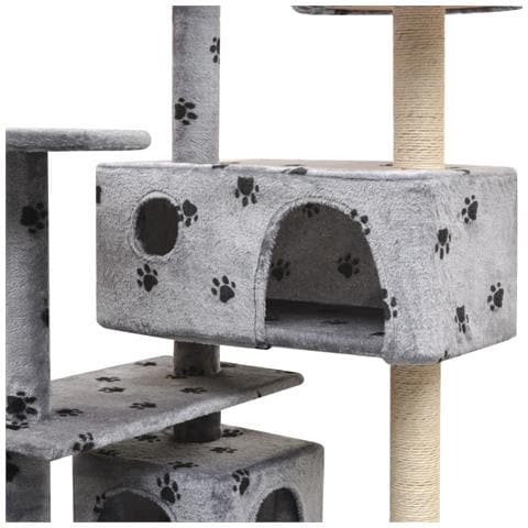 Lusso Casadino -  Albero Per Gatti Tiragraffi In Sisal 125 Cm Zampe Stampate Grigio - Foto 4