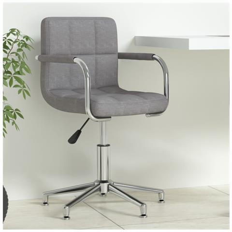 Sedia Da Ufficio Girevole Grigio Chiaro In Tessuto - Foto 8