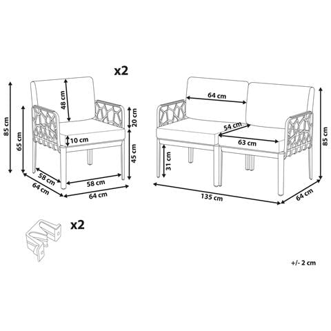 Set Di Divani Da Giardino 4 Posti Eriche Beige Chiaro - Foto 3
