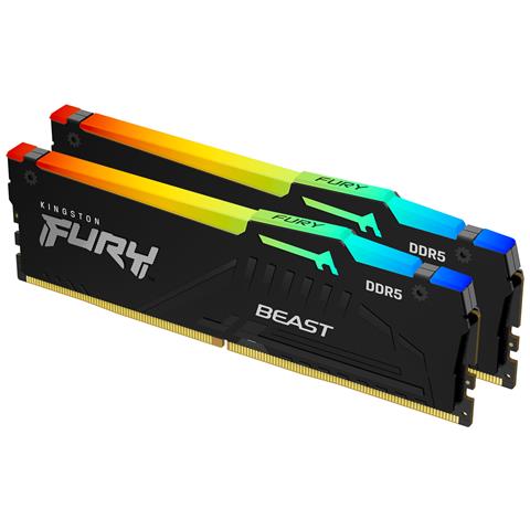 Memoria DIMM Kingston FURY Beast RGB 64 GB (2x32 GB) DDR5 6000 MHz CL36 Formato DIMM 288-pin Colore Nero - Foto 1