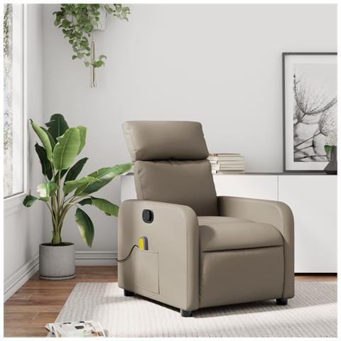 Poltrona Massaggiante Reclinabile cappuccino in Similpelle - Foto 2