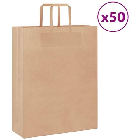 Sacchetti di Carta 50 pz con Manici Marrone 32x12x42 cm - Foto 1
