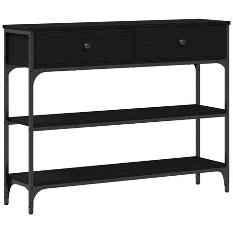 Tavolino Nero Rovere 100x25x75 cm Legno ingegnerizzato e Acciaio - Foto 1