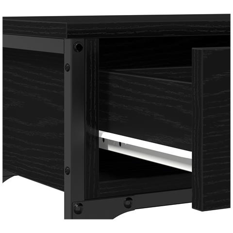 Tavolino Nero Rovere 100x25x75 cm Legno ingegnerizzato e Acciaio - Foto 9