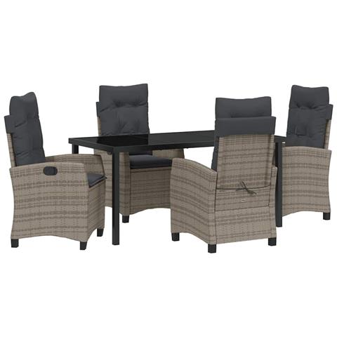 Set da Pranzo per Giardino 5 pcs Grigio polyrattan - Foto 1