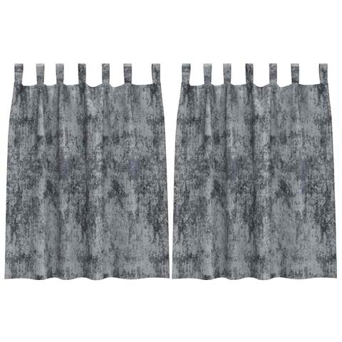 Tenda con tende 2 pcs Grigio Argento 140 x 140 cm Velluto - Foto 1