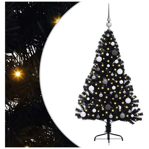 Albero di Natale artificiale con luci integrate Nero 150 cm PVC - Foto 1