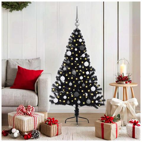 Albero di Natale artificiale con luci integrate Nero 150 cm PVC - Foto 2
