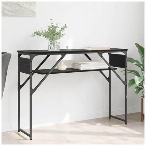 TavoloConsolle Rovere Nero 105x30x75cm Legno multistrato - Foto 2