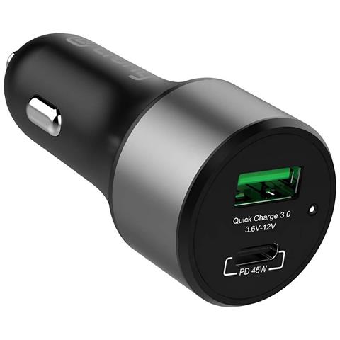 Caricatore Accendisigari Usb-c Pd 45w / Usb Qc 3.0 18w Compatto, Nero - Foto 1