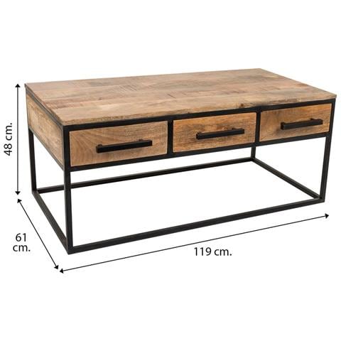 Tavolino In Legno E Metallo Marrone 119x61x48h - Foto 7