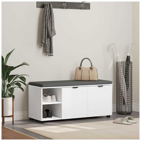 Panca per ingresso con cuscino Bianco 100 x 38 x 46 cm - Foto 2