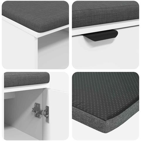 Panca per ingresso con cuscino Bianco 100 x 38 x 46 cm - Foto 9