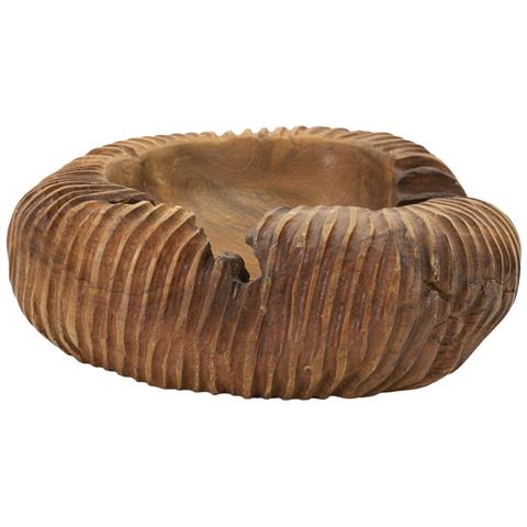 Svuotatasche Garit In Teak Riciclato Scolpito 37x40x16 Cm — Pezzo Unico - Foto 1