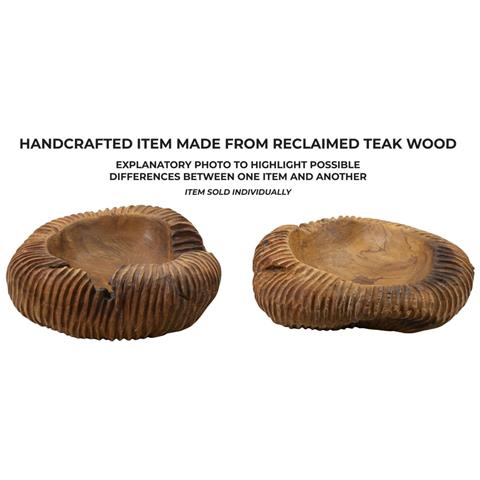 Svuotatasche Garit In Teak Riciclato Scolpito 37x40x16 Cm — Pezzo Unico - Foto 8