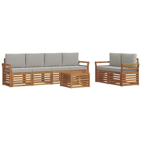 Set divani con cuscino 7 pcs Grigio Naturale e Chiaro - Foto 1