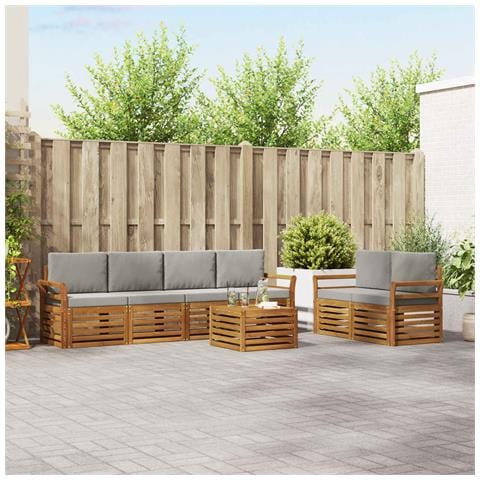 Set divani con cuscino 7 pcs Grigio Naturale e Chiaro - Foto 2