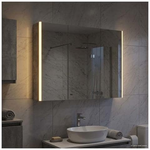 Mobiletto per specchio da bagno Grigio cemento - Foto 2