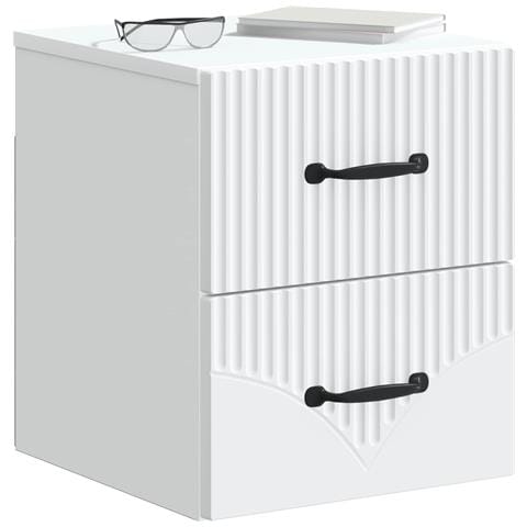 Mobiletto da notte a muro con cassetto Bianco 34,5 x 33 x 40 cm - Foto 2