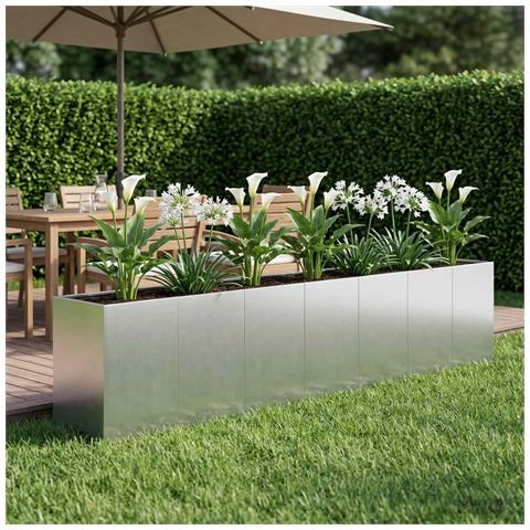 Vaso da giardino Argento 280 x 40 x 60 cm Acciaio zincato - Foto 2