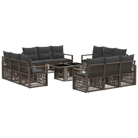 Set Divano da Giardino 13 pz Grigio e Grigio Scuro polyrattan - Foto 1