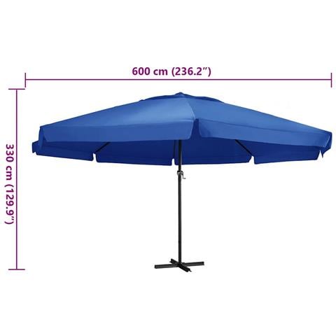 Ombrellone da Esterni con Palo in Alluminio 600 cm Azzurro - Foto 6