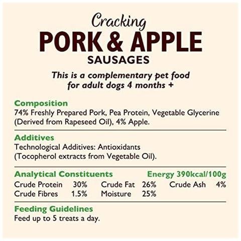 Maiale Cucina Carnosa Cane Treats Cracking Di Lily E Apple Salsicce 70g - 8 Count - Foto 3