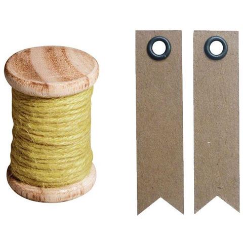 Spago 5 M - Giallo Sole + 20 Etichette Kraft Con Gagliardetto - Foto 1