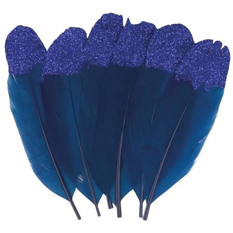6 Piume Blu Scuro Con Glitter - Foto 1