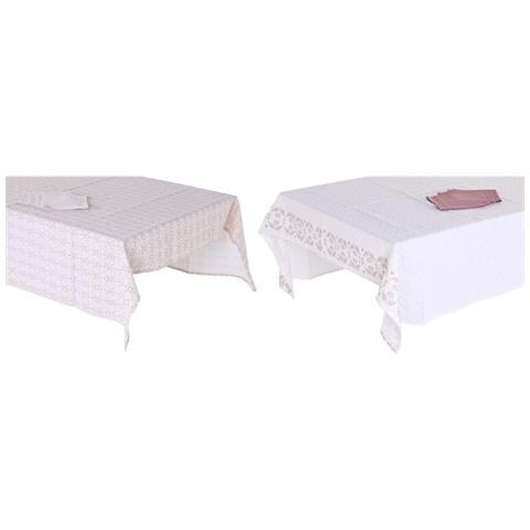 Tovaglia E Tovaglioli Dkd Home Decor 150 X 250 X 0,5 Cm Rosa Bianco (2 Unità) - Foto 1