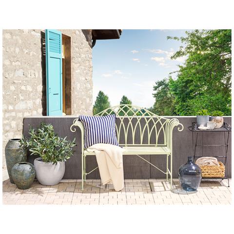 Panchina Da Giardino Milazzo 130 Cm Metallo Verde Chiaro - Foto 1