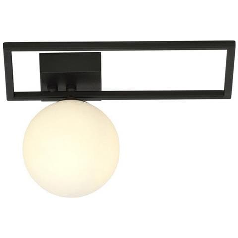 Lampada A Soffitto Imago - Nero, Bianco - Acciaio Verniciato A Polvere, Vetro - 30x21x18 Cm - Foto 1