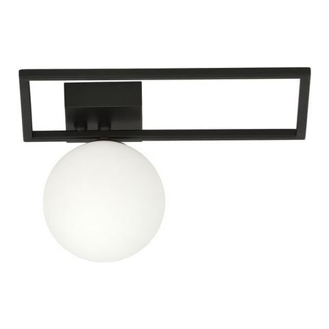 Lampada A Soffitto Imago - Nero, Bianco - Acciaio Verniciato A Polvere, Vetro - 30x21x18 Cm - Foto 2