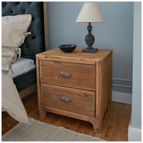 Mobiletto Comodino Da Interno Camera Da Letto In Legno Di Pino Con 2 Cassetti Linea Classic - Foto 1