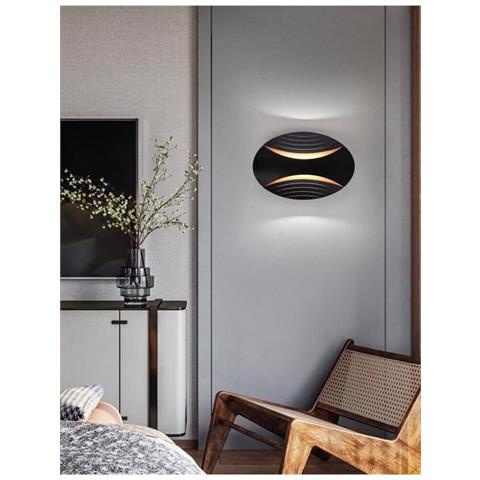 Applique 6 W Da Parete Doppia Emissione Led Luce Bianca Calda Naturale Aq15 Nero - Foto 1