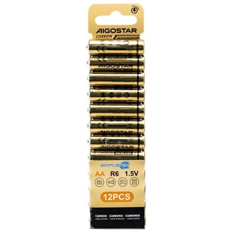 12 X Batterie Aa Stilo Carbonio R6 1.5v Pile Non Ricaricabili Batteria [blister Da 12] - Foto 1