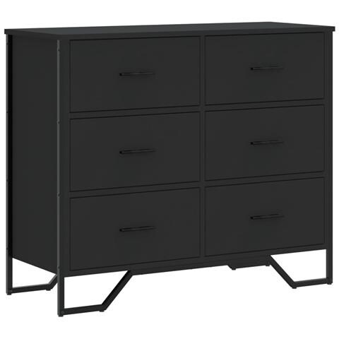 Cassettiera Nera 91x35,5x74,5 Cm In Truciolato - Foto 2