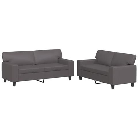 Set Di Divani 2 Pz Grigio In Similpelle - Foto 2