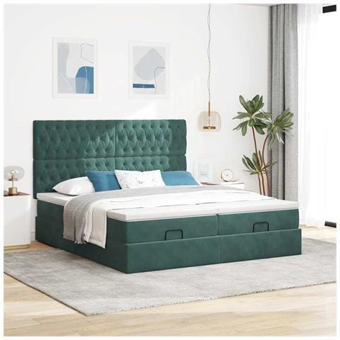 Struttura Letto Pouf Con Materassi 200x200 Cm Velluto - Foto 3