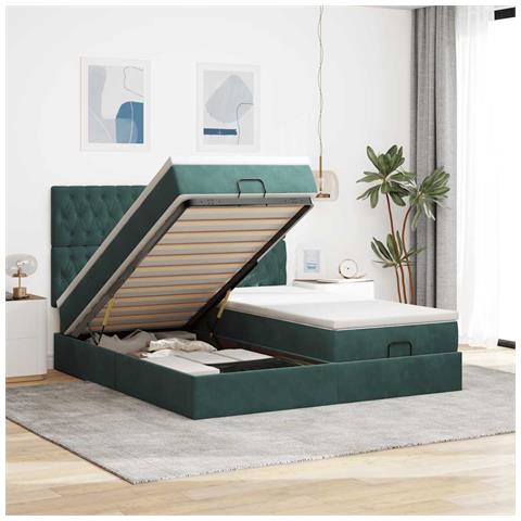 Struttura Letto Pouf Con Materassi 200x200 Cm Velluto - Foto 1